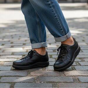 Finn Comfort Huelva Black Leather Casual Walking Shoes Size 6.5 EUC